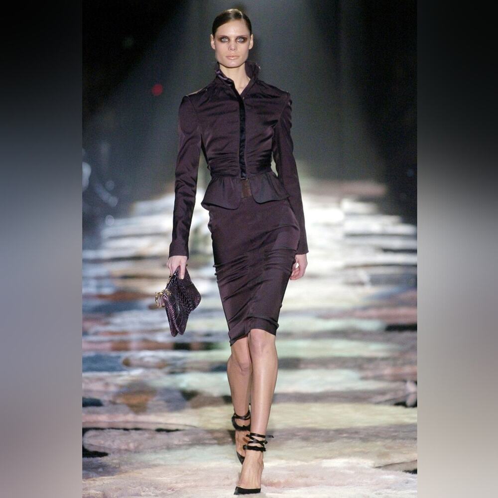 Gucci Vintage Tom Ford Final Collection 2004 Runway Silk Ankle Tie Platform 10 - Picture 2 of 16